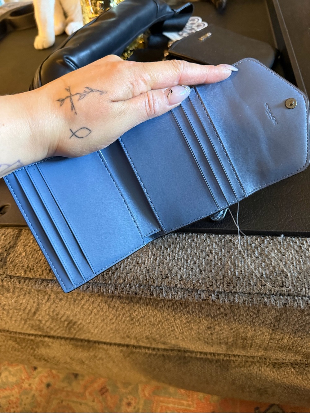 Coach Pebbled Leather Small Wallet in Slate - Picture 3 of 5